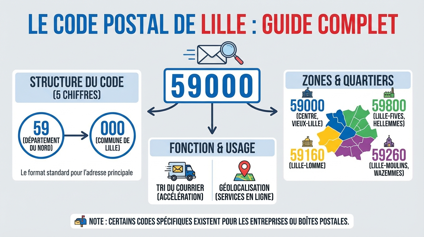Les différents quartiers et leurs codes postaux